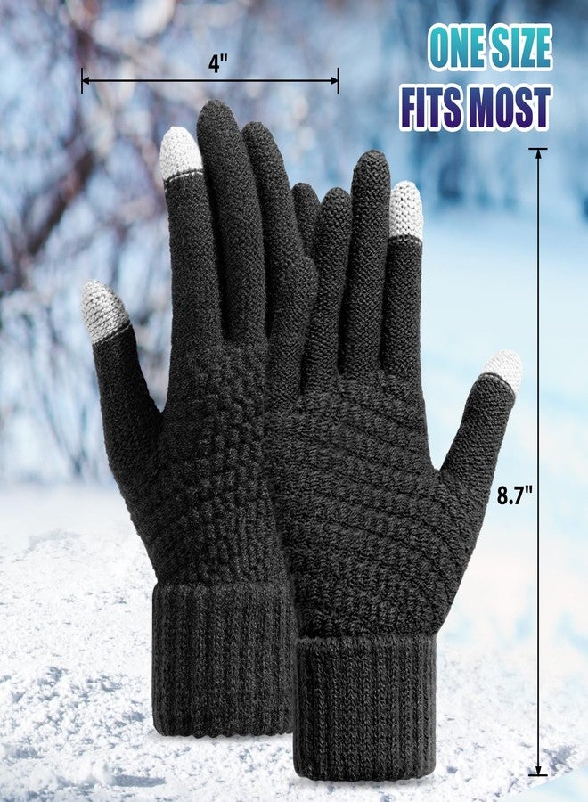 Premillow Womens Winter Gloves - 4 Pairs Touchscreen Winter Gloves for Women, Warm Glove with Elastic Cuff Knit Glove for Women Cold Weather, Black,Blue,Red,White - Image 3
